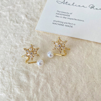 1 Pair Basic Geometric Plating Copper Imitation Pearl Zircon Earrings