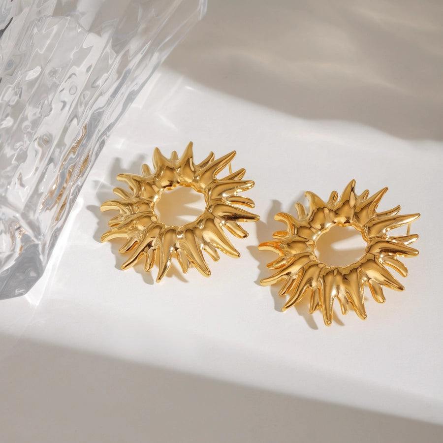 1 Pair Classic Style Sunflower 304 Stainless Steel Ear Studs