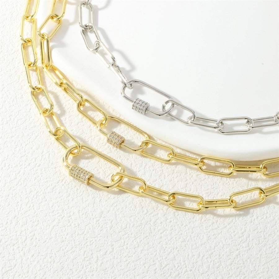 Jewelry IG Style Cool Style Oval Copper Zircon Necklace