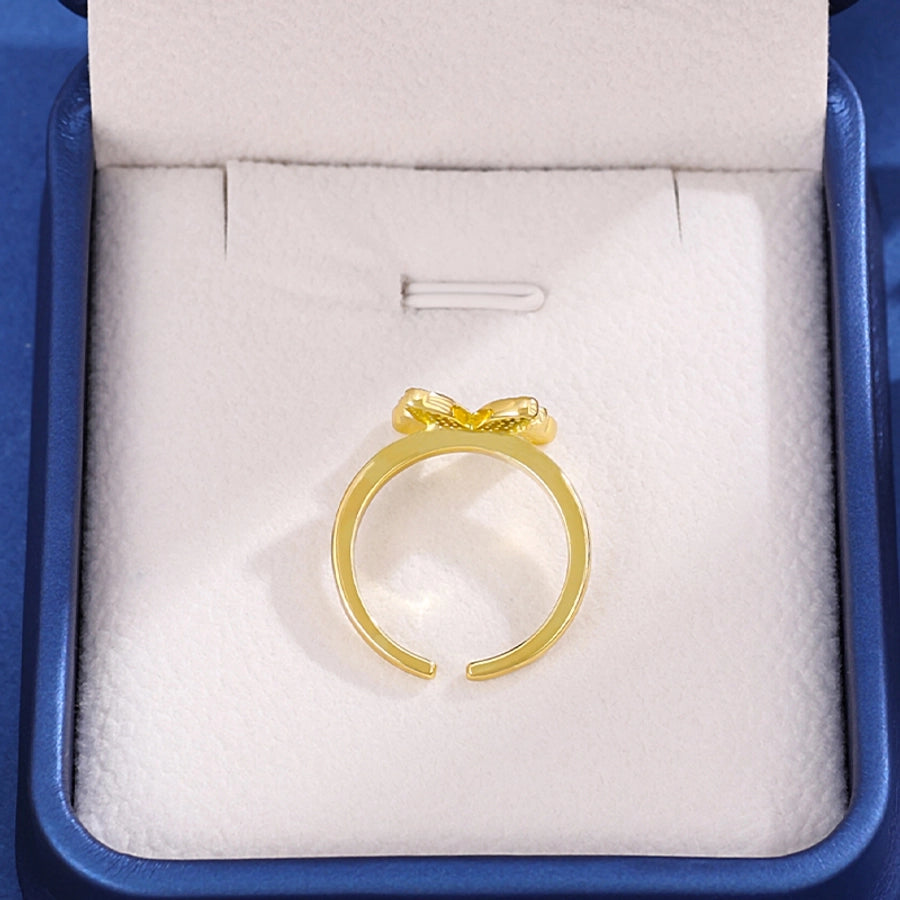Jewelry Princess Sweet Pastoral Butterfly Copper Zircon Imitation Gold  Open Rings