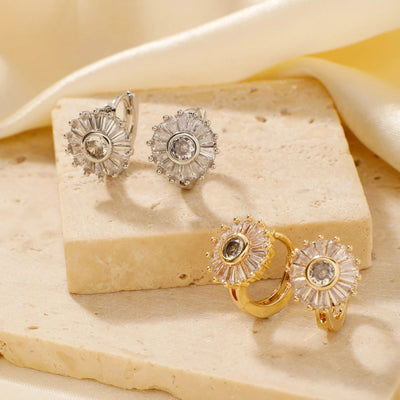 1 Pair Elegant Basic Geometric Inlay Copper Zircon K Gold Plated Rhodium Plated Ear clip