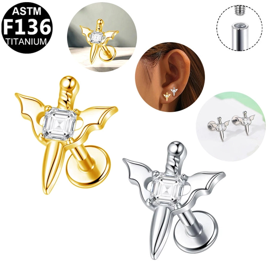 1 Piece Lip Rings Hip-Hop Rock Punk Spider Pure Titanium Titanium Alloy Zircon 14K Gold Plated White Gold Plated Lip Rings Ear Cartilage Rings & Studs