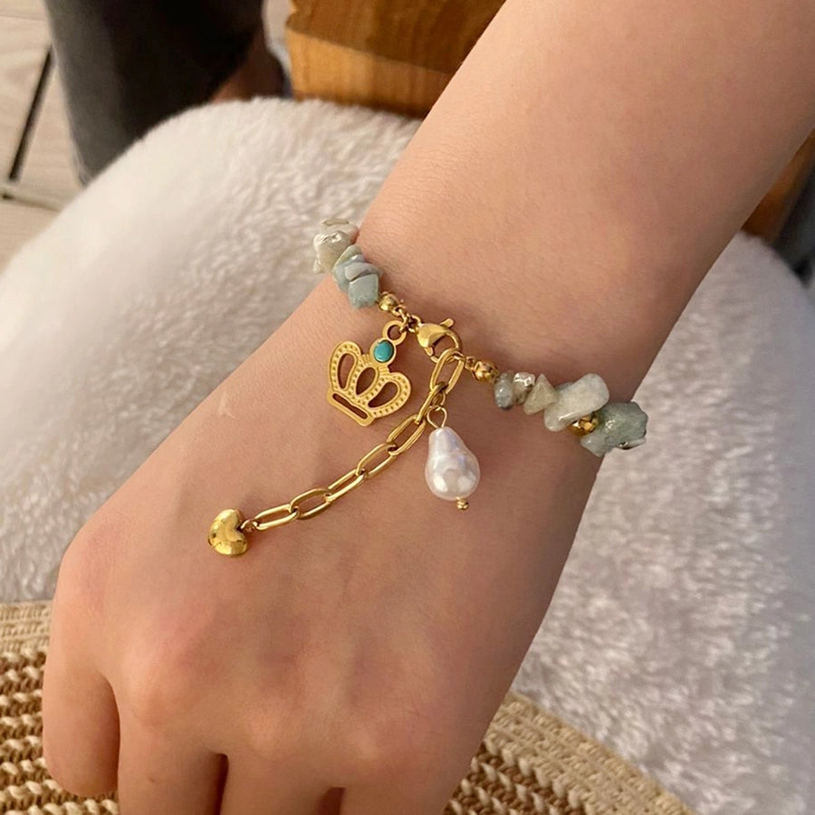 Elegant Commute Heart Shape Eye 18K Gold Plated 304 Stainless Steel Stone  Bracelets