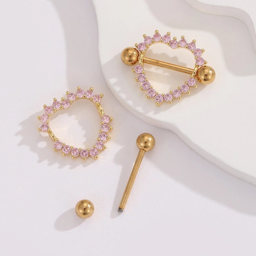 1 Pair Ear Cartilage Rings & Studs Modern Style Shiny Heart Shape 304 Stainless Steel Inlay Zircon Ear Cartilage Rings & Studs