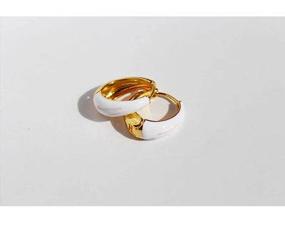 1 Pair Simple Style Circle Enamel Brass 24K Gold Plated Earrings