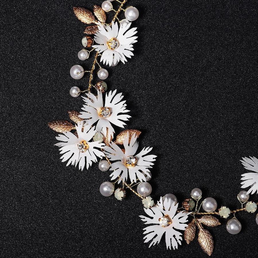 fashion fabric simulation flower pearl headband
