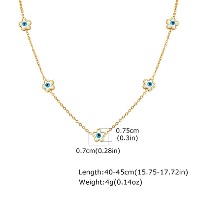 Jewelry Vintage Style Simple Style Heart Shape Eye Flower 201 Stainless Steel Necklace