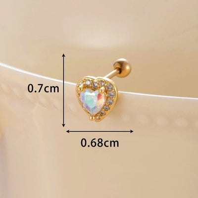 1 Piece Classic Style Heart Shape Inlay Copper Zircon Ear Studs