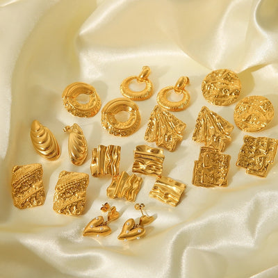 1 Pair IG Style Geometric Solid Color Plating 304 Stainless Steel 18K Gold Plated Drop Earrings Ear Studs