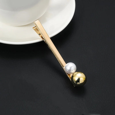 women's simple style geometric metal plating inlay artificial pearls hair clip