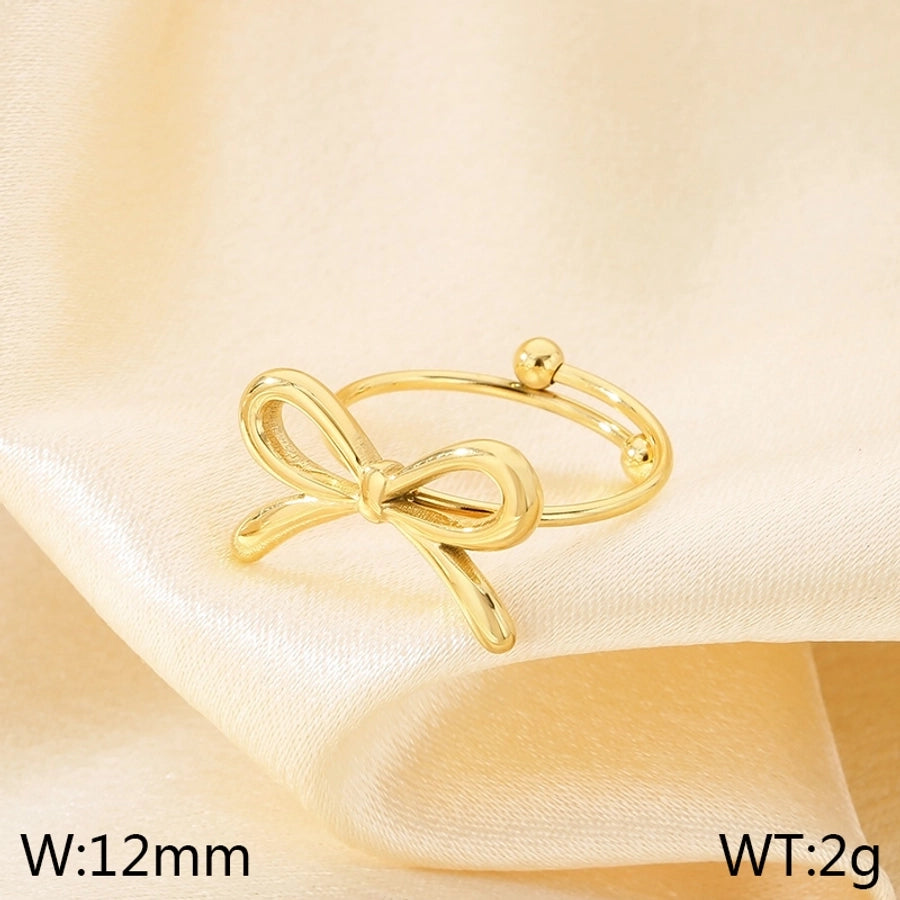 Jewelry Simple Style Bow Knot 304 Stainless Steel 18K Gold Plated Open Rings
