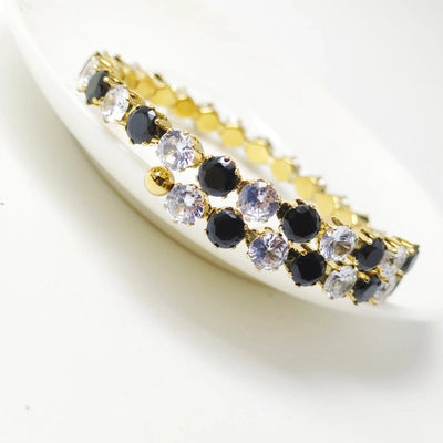 Elegant Solid Color 304 Stainless Steel 18K Gold Plated Zircon Bangle In Bulk
