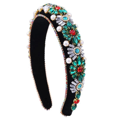 retro flower cloth inlay rhinestones hair band
