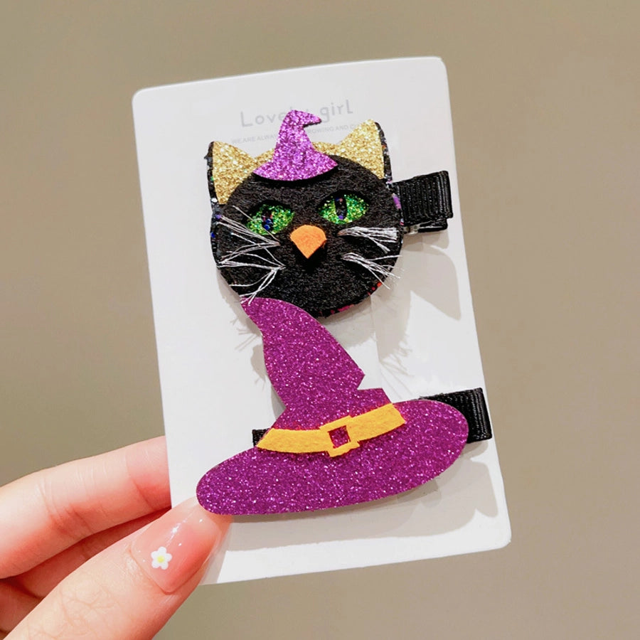 Halloween Cute Funny Women's Pumpkin Cat Bow Knot Hair Clip