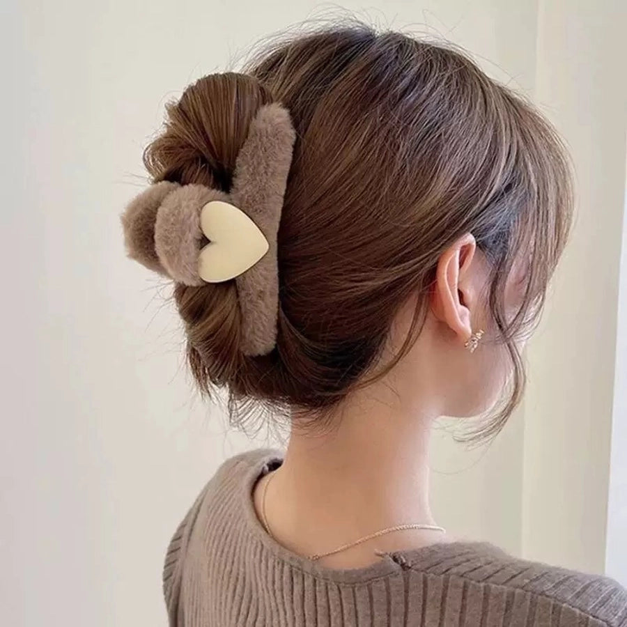 cute simple style solid color cloth hair claws