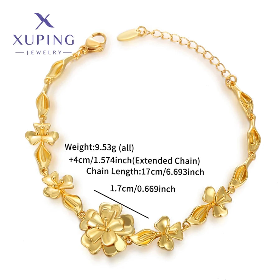 Jewelry Elegant Retro Flower Copper 18K Gold Plated Plating Bracelets