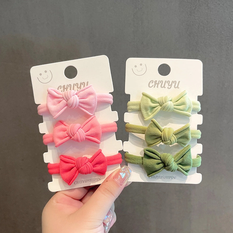 cute rainbow fluorescent solid color bow tie ponytail head rope set