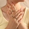 Copper Inlay Round Zircon Open Rings