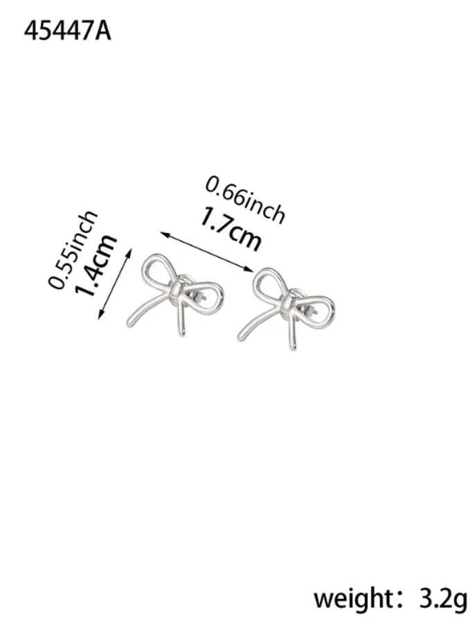 1 Pair Elegant Bow Knot 304 Stainless Steel 18K Gold Plated Drop Earrings