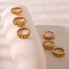 Jewelry Vintage Style Commute Geometric 304 Stainless Steel 18K Gold Plated Rings
