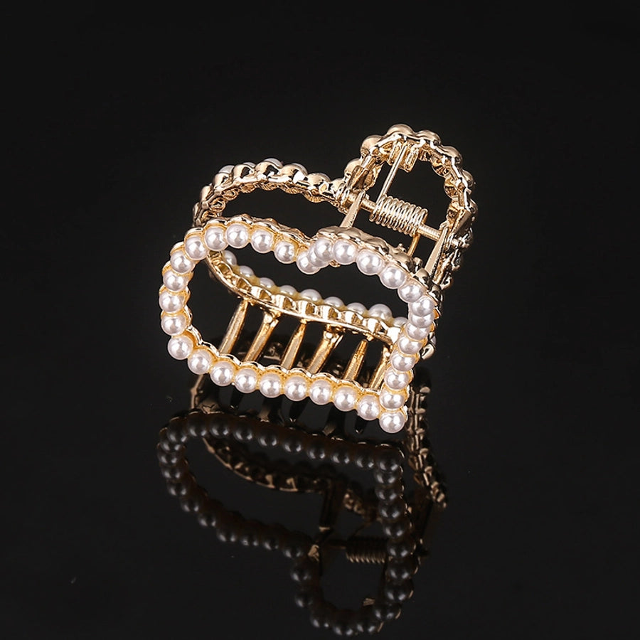 simple style solid color alloy inlay rhinestones hair claws 1 piece