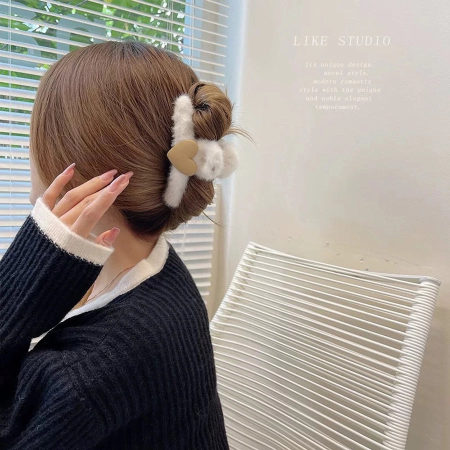 cute simple style solid color cloth hair claws