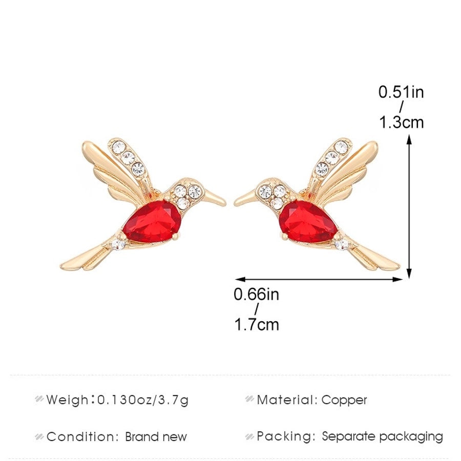 1 Pair Simple Style IG Style Hummingbird Plating Inlay Copper Zircon Ear Studs