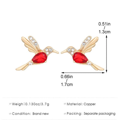 1 Pair Simple Style IG Style Hummingbird Plating Inlay Copper Zircon Ear Studs