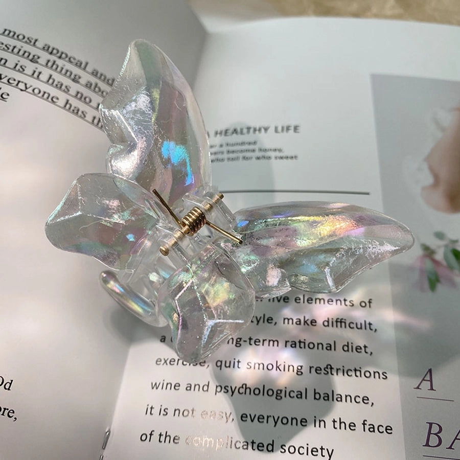 fashion butterfly plastic resin polishing hair claws