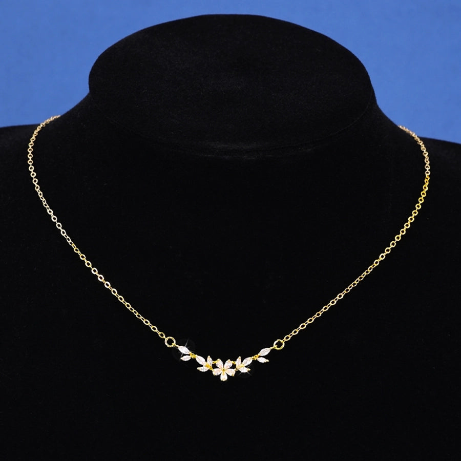 Jewelry Princess Sweet Pastoral Star Flower Butterfly Copper Zircon Imitation Gold  Necklace
