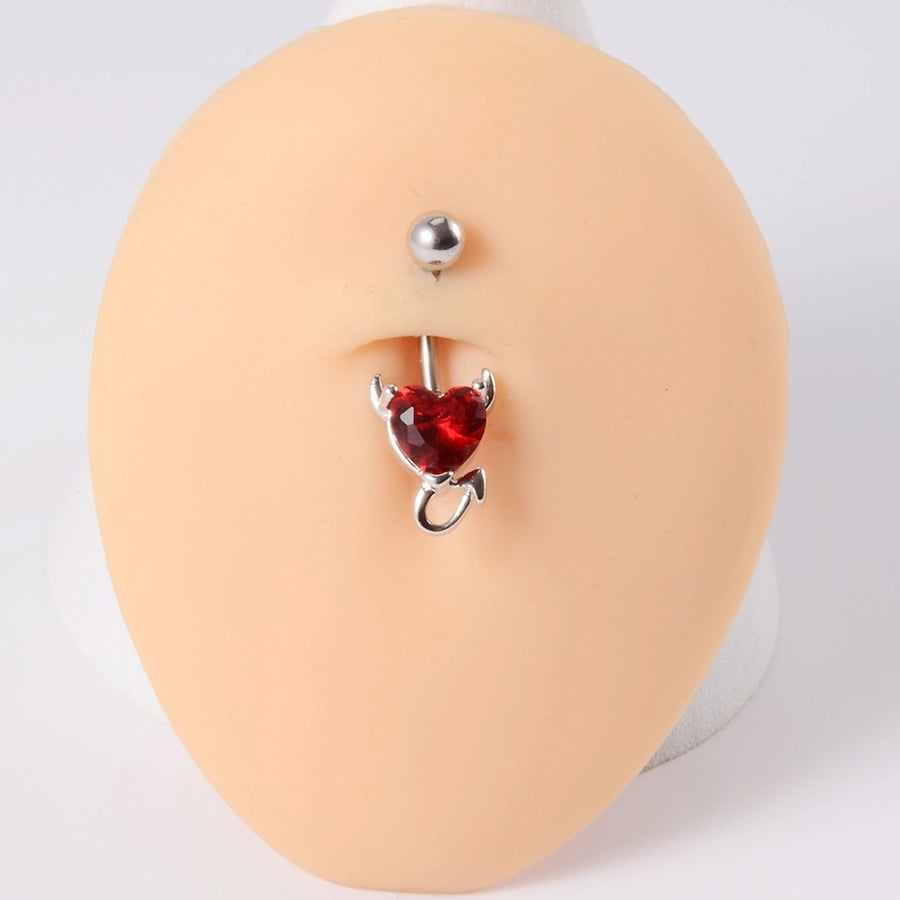 1 Piece Belly Rings IG Style Casual Cool Style Heart Shape 304 Stainless Steel Plating Zircon 18K Gold Plated