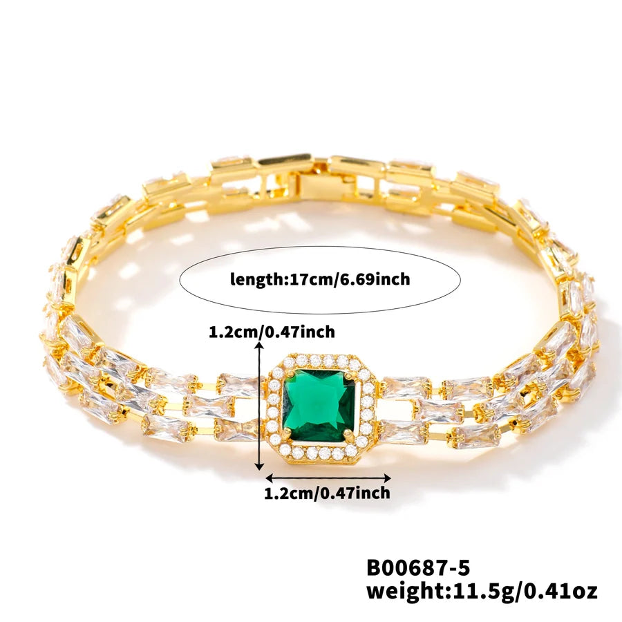 Copper K Gold Plated Inlay Water Droplets Zircon Bracelets