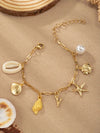 Marine Style Letter Starfish Conch 304 Stainless Steel Bracelets In Bulk