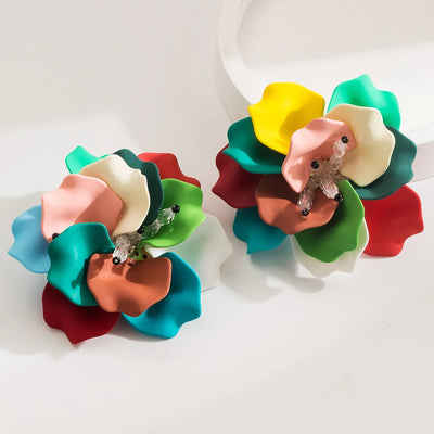 1 Pair Princess Vacation Sweet Flower Inlay Arylic Alloy Acrylic 14K Gold Plated Ear Studs