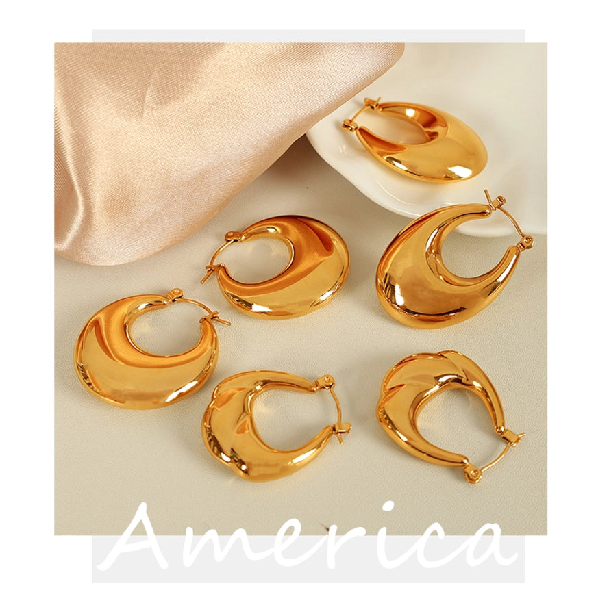 1 Pair Elegant French Style Commute U Shape Semicircle Polishing Plating 304 Stainless Steel 18K Gold Plated Earrings