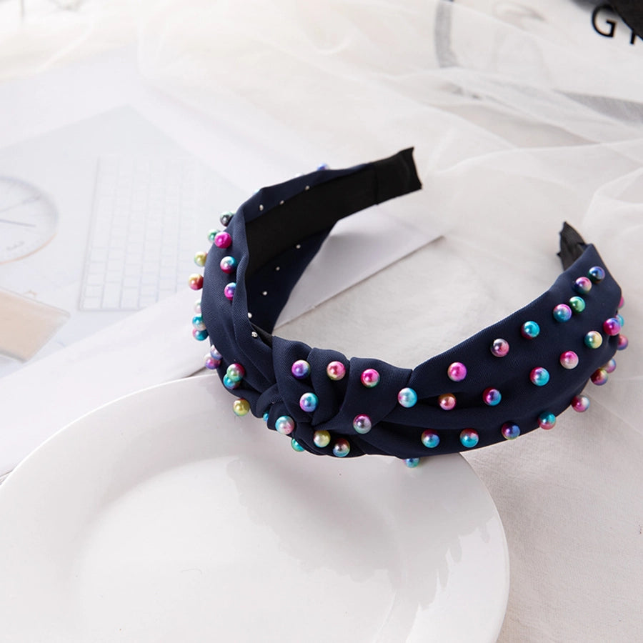 retro knot four-sided bomb inlay beads hair band 1 piece
