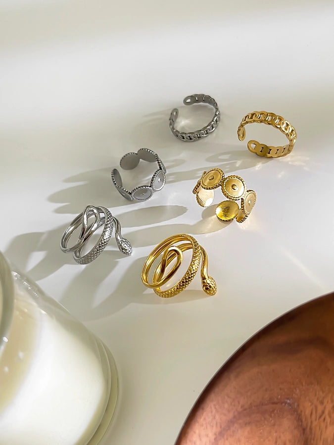 Jewelry IG Style Nordic Style Commute Solid Color 316L Stainless Steel  18K Gold Plated Irregular Open Rings