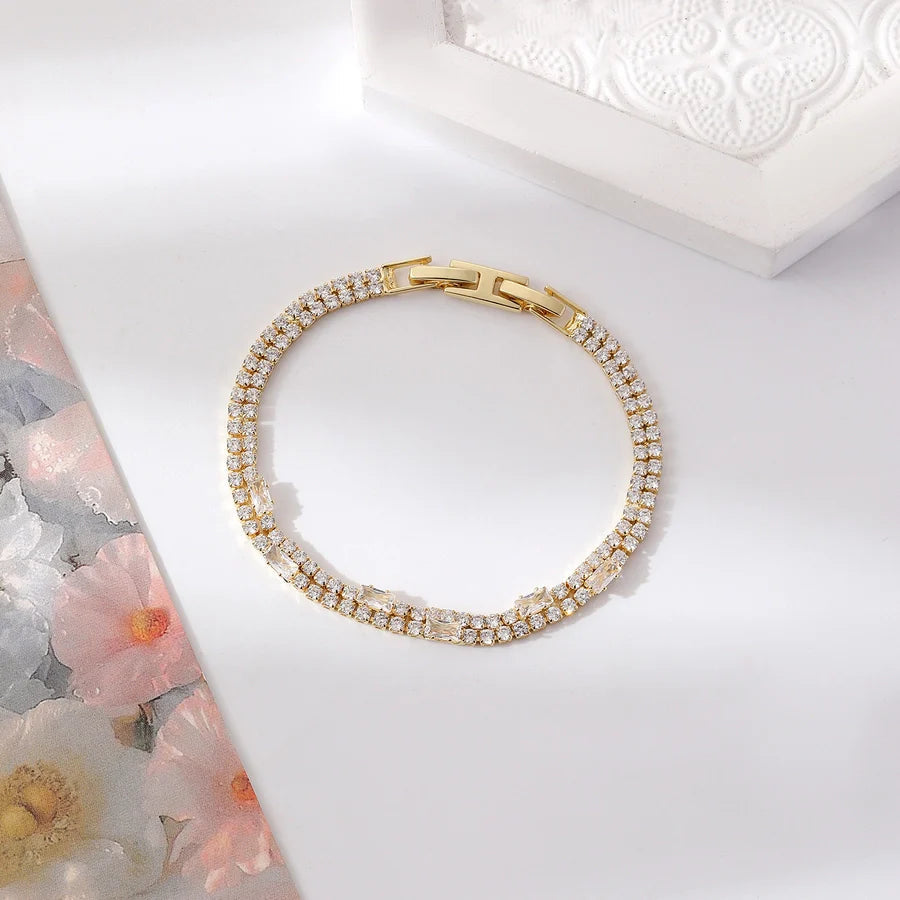 Copper Plating Inlay Geometric Zircon Bracelets