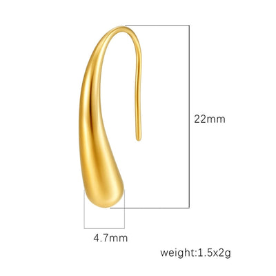 1 Pair Simple Style Water Droplets Polishing 304 Stainless Steel Ear hook