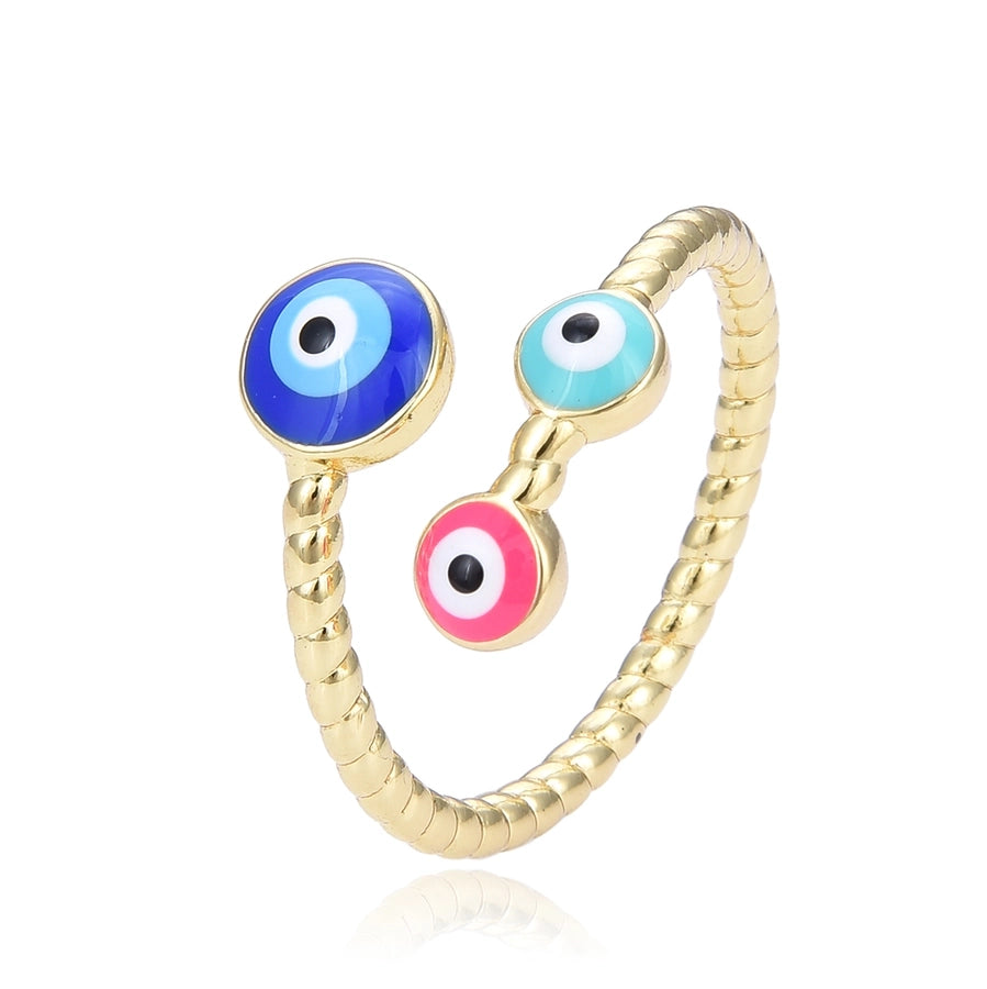 Copper Plating 18K Color Retention Drip round Eye Opening Ring