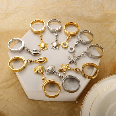 Jewelry Marine Style Roman Numeral Shell Titanium Steel Jewelry Set