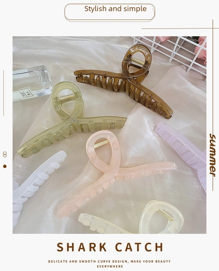 Korean-style Bright Face Non-scratch Disc Hair Clip Women's Large Frosted Elegant Shark Clip Back Head Hairpin Headwear Hair Clip