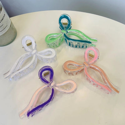 Women's Simple Style Bow Knot Plastic Resin Polishing Hair Claws