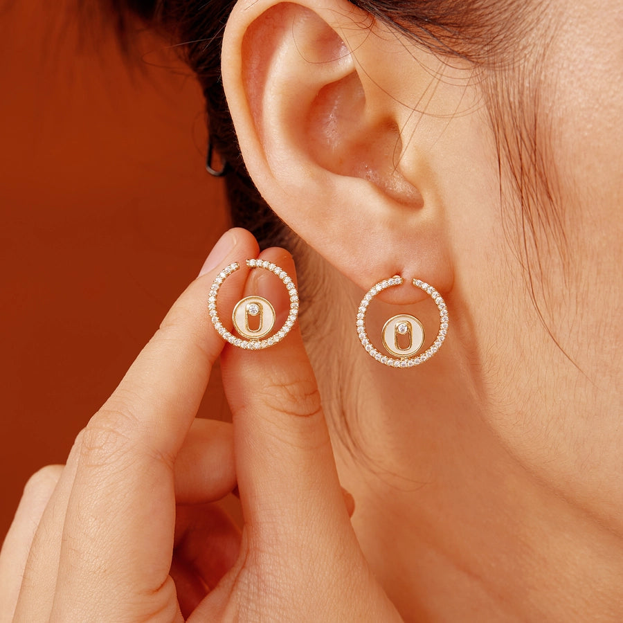 1 Pair Elegant Hip-Hop Shiny Geometric Inlay Copper Zircon K Gold Plated Ear Studs