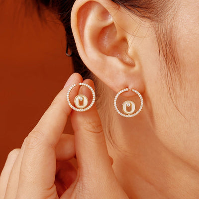 1 Pair Elegant Hip-Hop Shiny Geometric Inlay Copper Zircon K Gold Plated Ear Studs