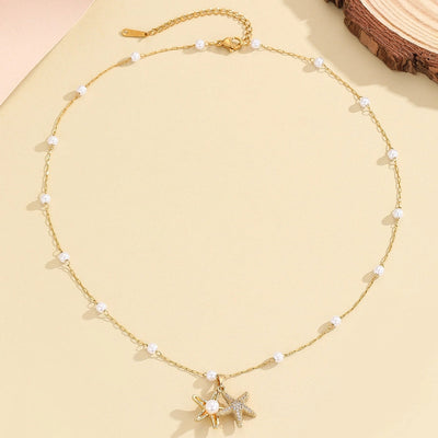 Jewelry Marine Style Sweet Starfish 304 Stainless Steel Pendant Necklace