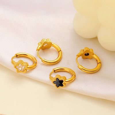 1 Pair Simple Style Commute Pentagram 304 Stainless Steel 316 Stainless Steel  Rhinestones 18K Gold Plated Earrings