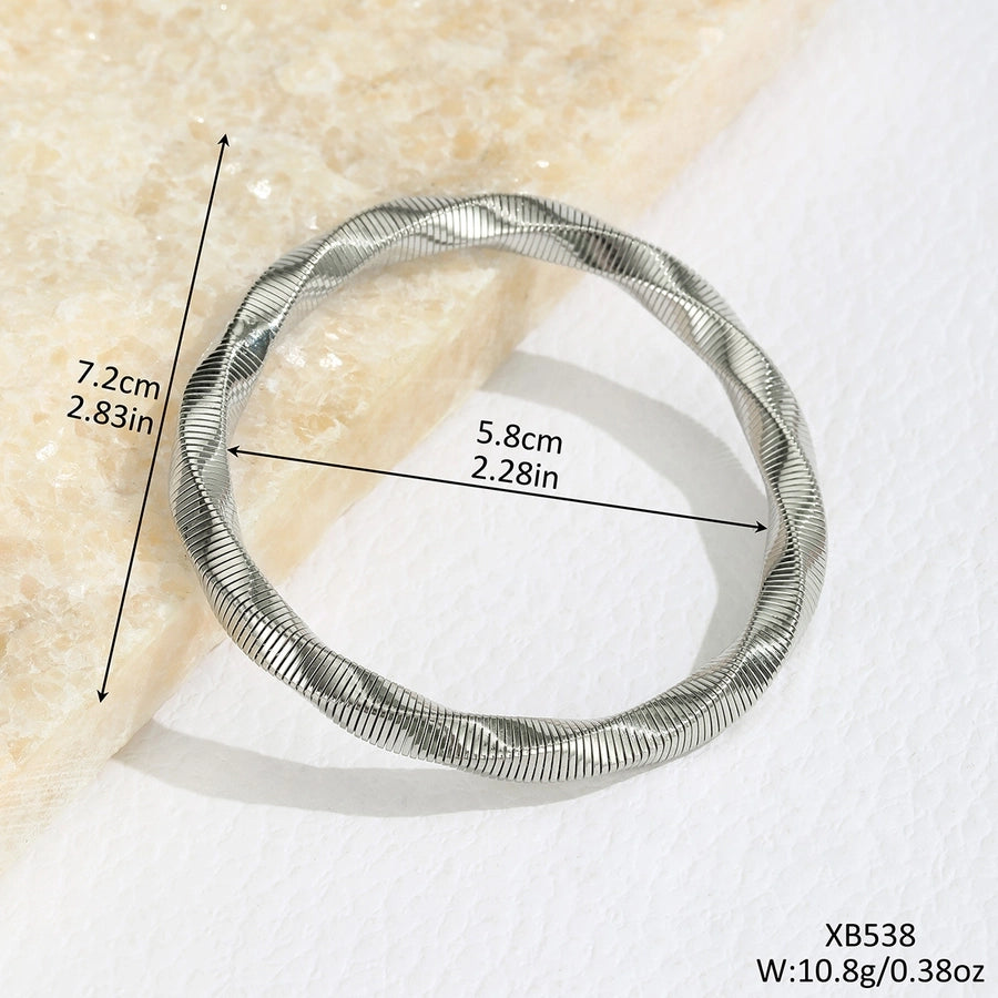 Simple Style Solid Color 304 Stainless Steel Bangle In Bulk