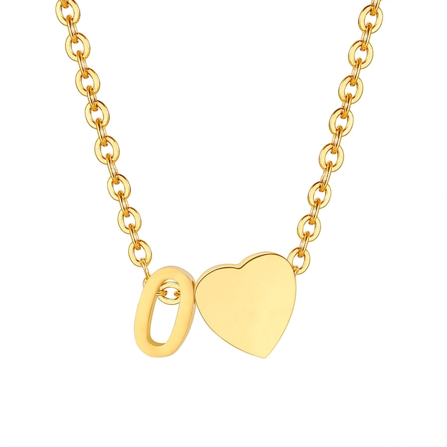 Jewelry Simple Style Commute Letter Heart Shape 201 Stainless Steel Plating Pendant Necklace