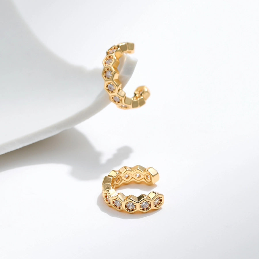 1 Pair Lady Modern Style Shiny Semicircle Inlay Copper Zircon Ear Cuffs
